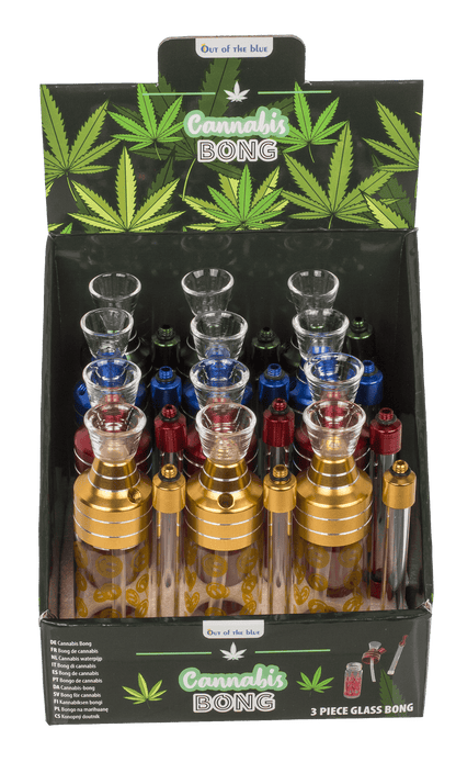 Bong,Classic,12 cm, with mouthpiece, glass/metal,