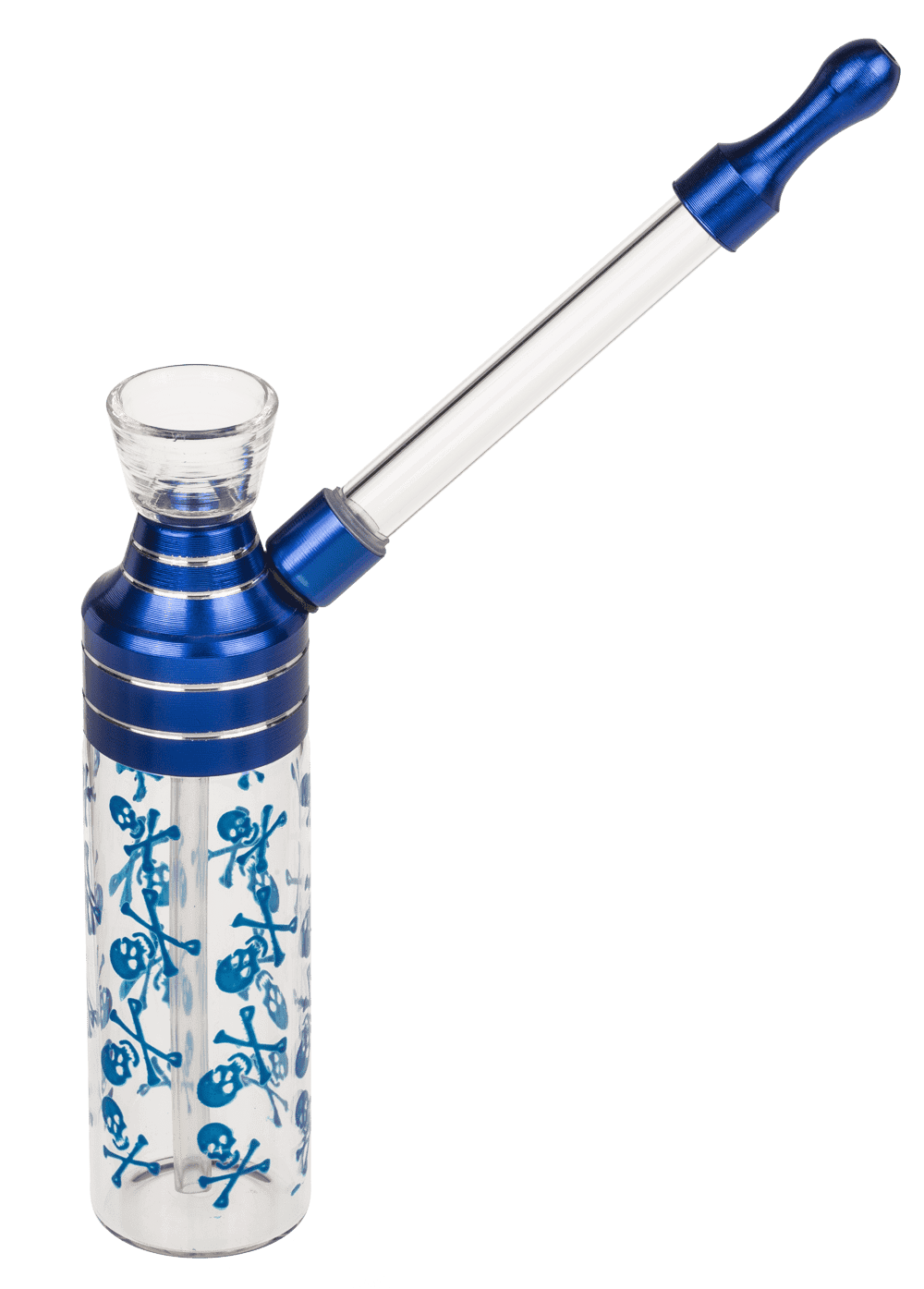Bong,Classic,12 cm, with mouthpiece, glass/metal,