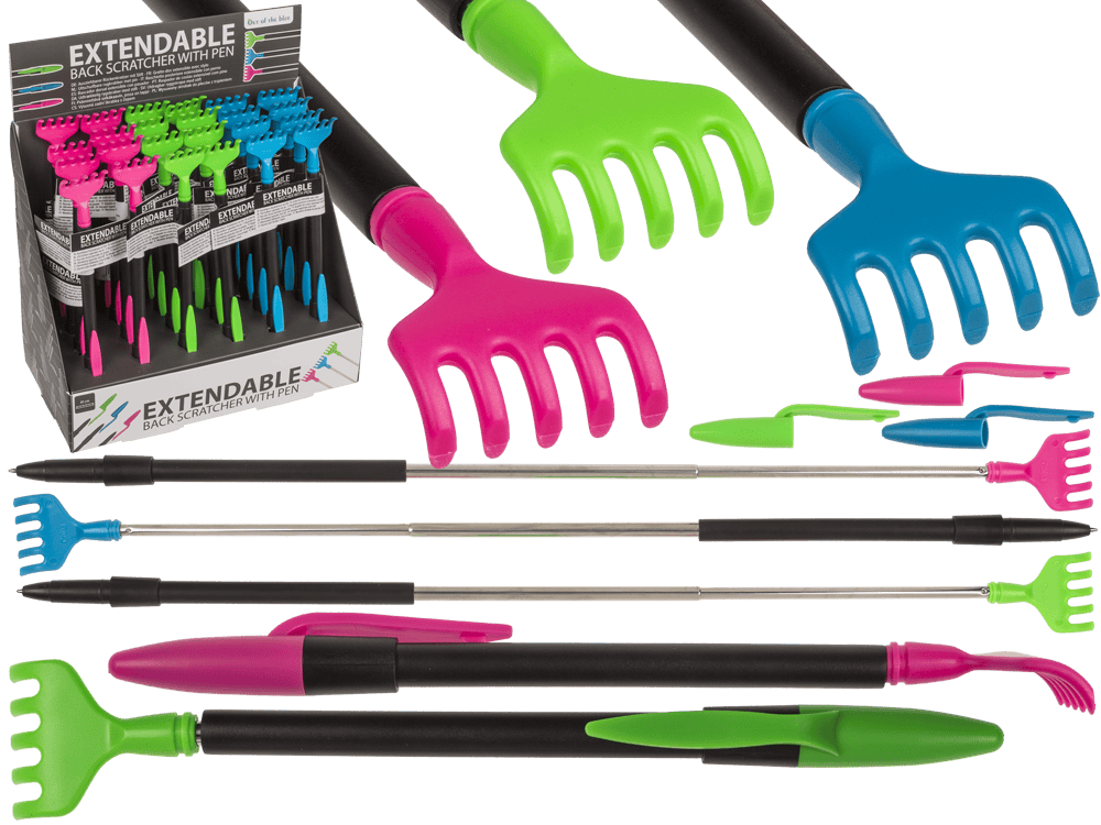 Extendable back scratcher with pen,