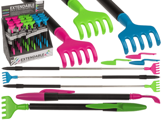 Extendable back scratcher with pen,