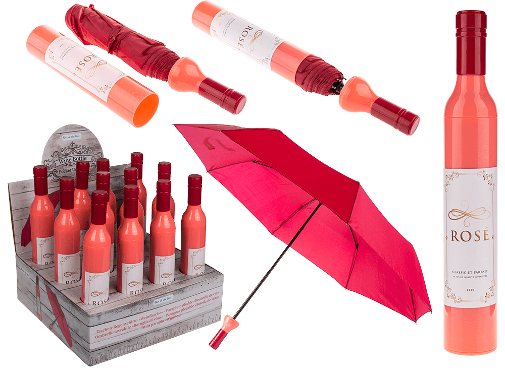 Pocket Umbrella, Rose Wine bottle,