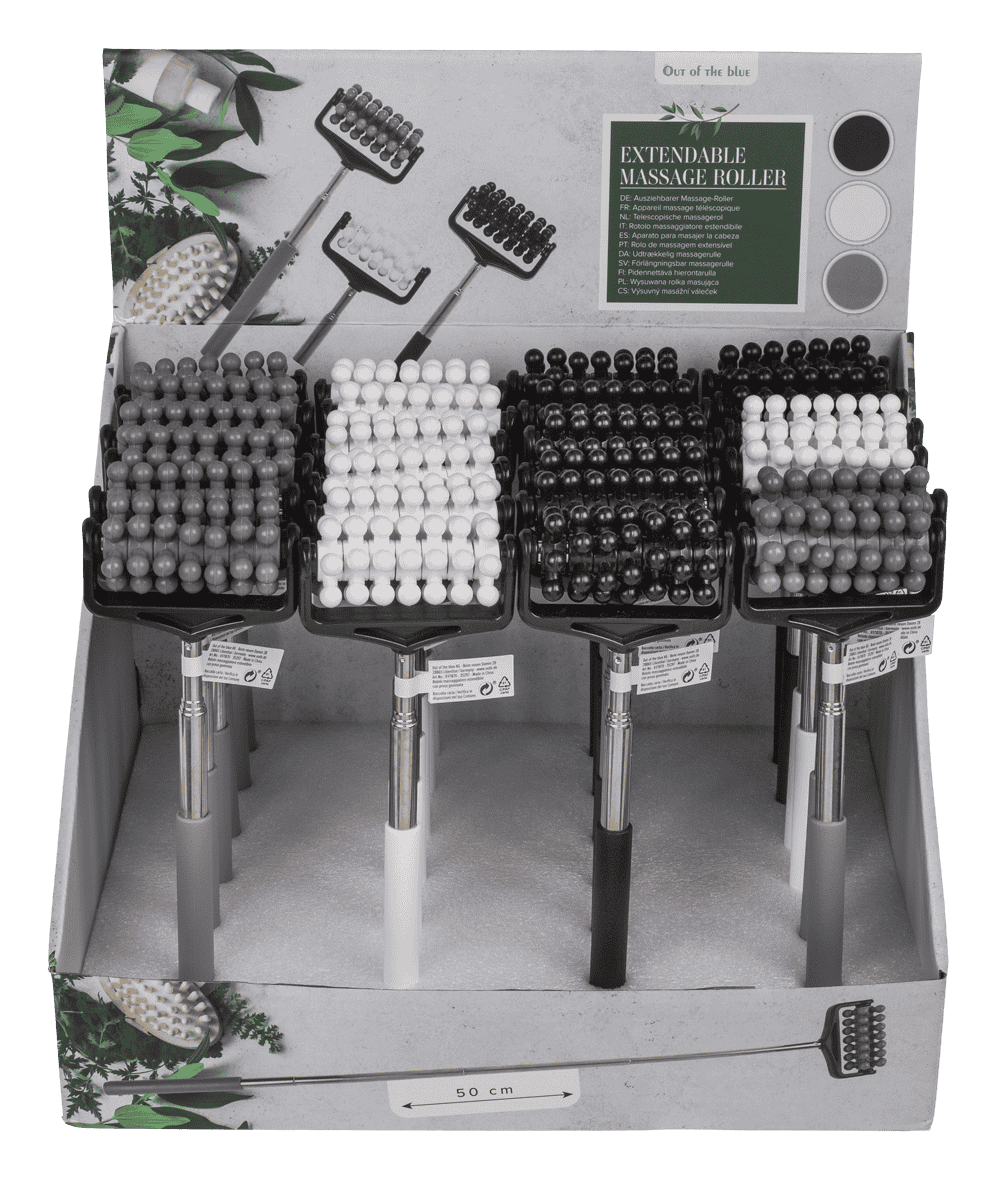 Extendable massage roller with rubber handle,