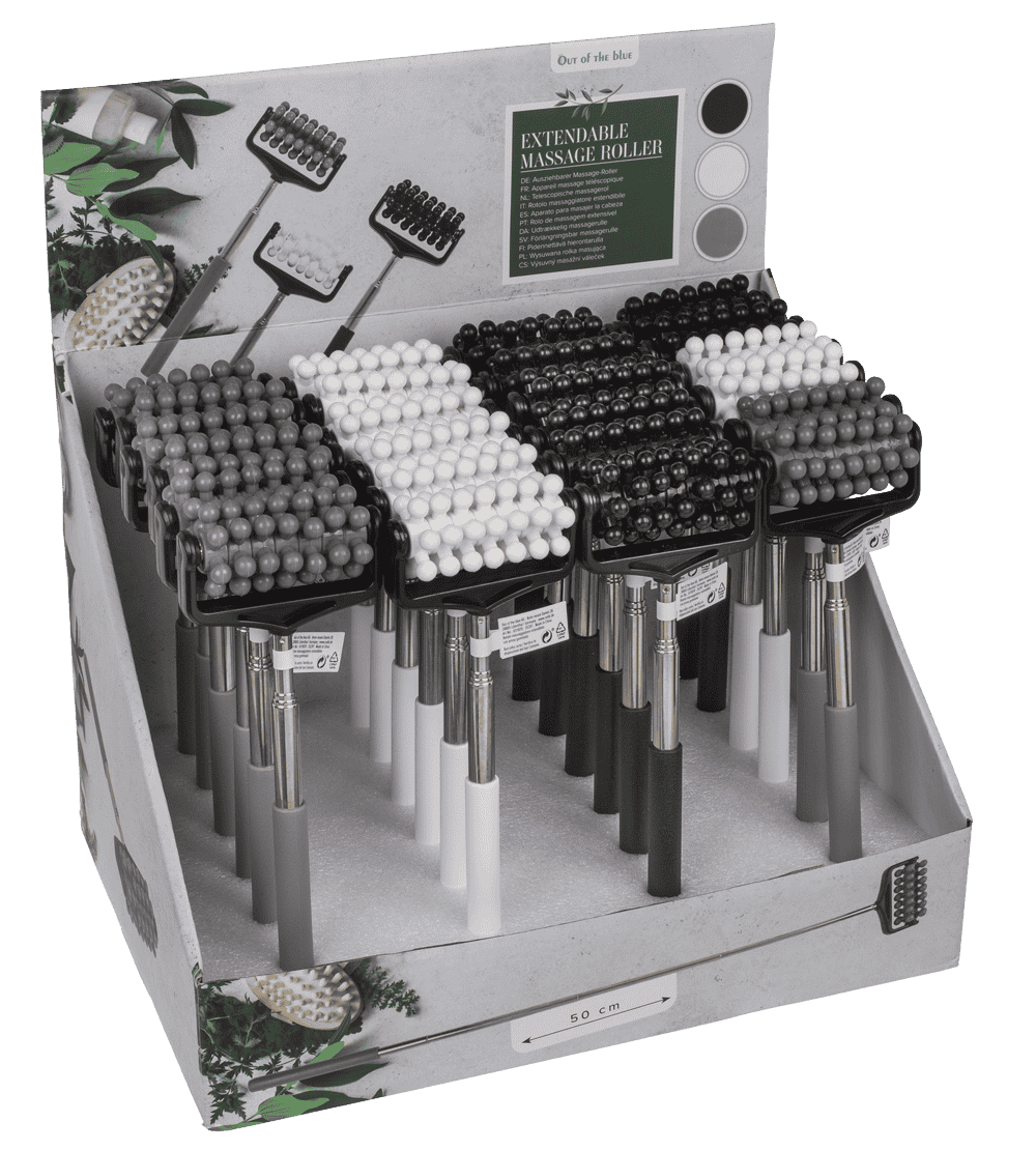 Extendable massage roller with rubber handle,