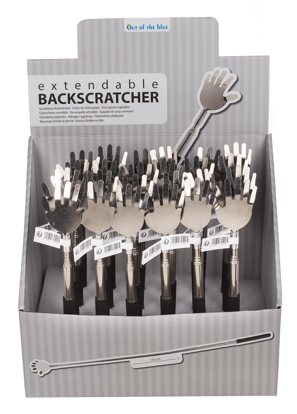 Extendable metal back scratcher with rubber