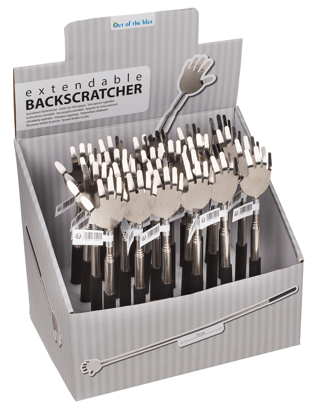 Extendable metal back scratcher with rubber