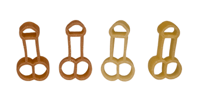 Two coloured durum wheat pasta with pepper, Penis,