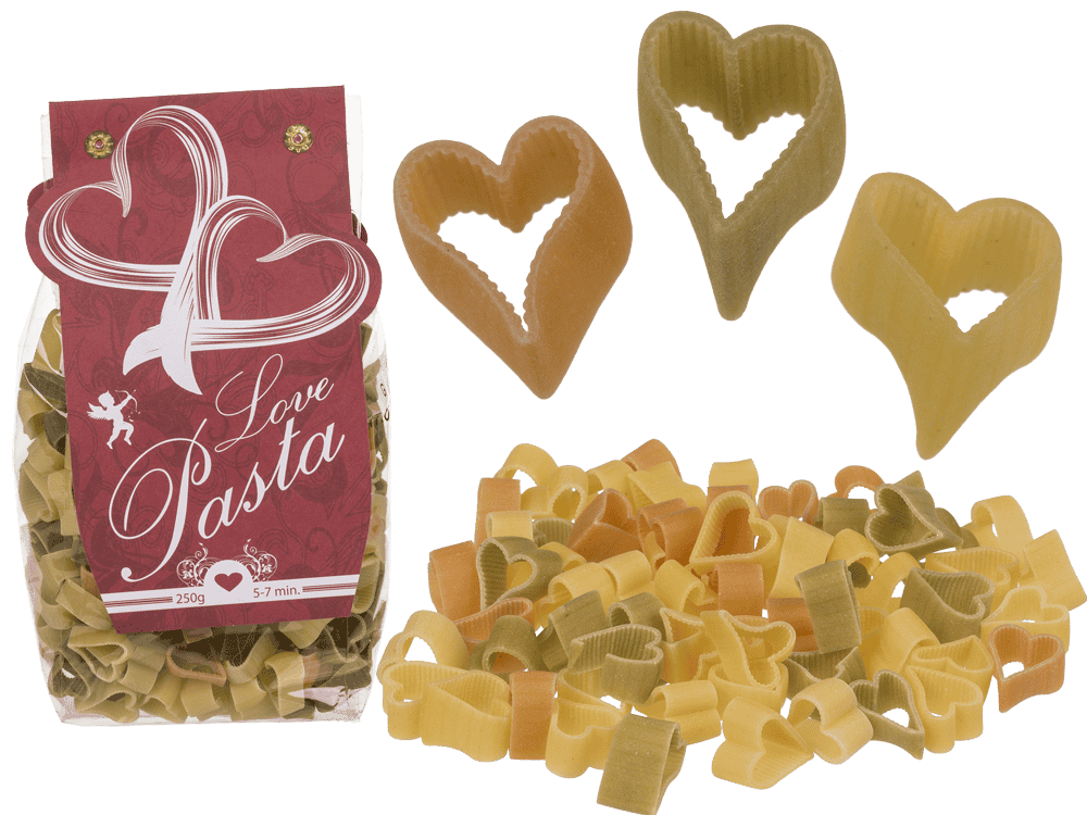 Three coloured durum wheat pasta with tomato &,