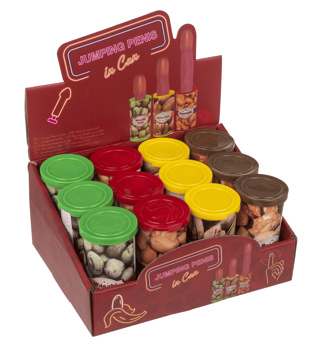 Plastic jumping willy in can,