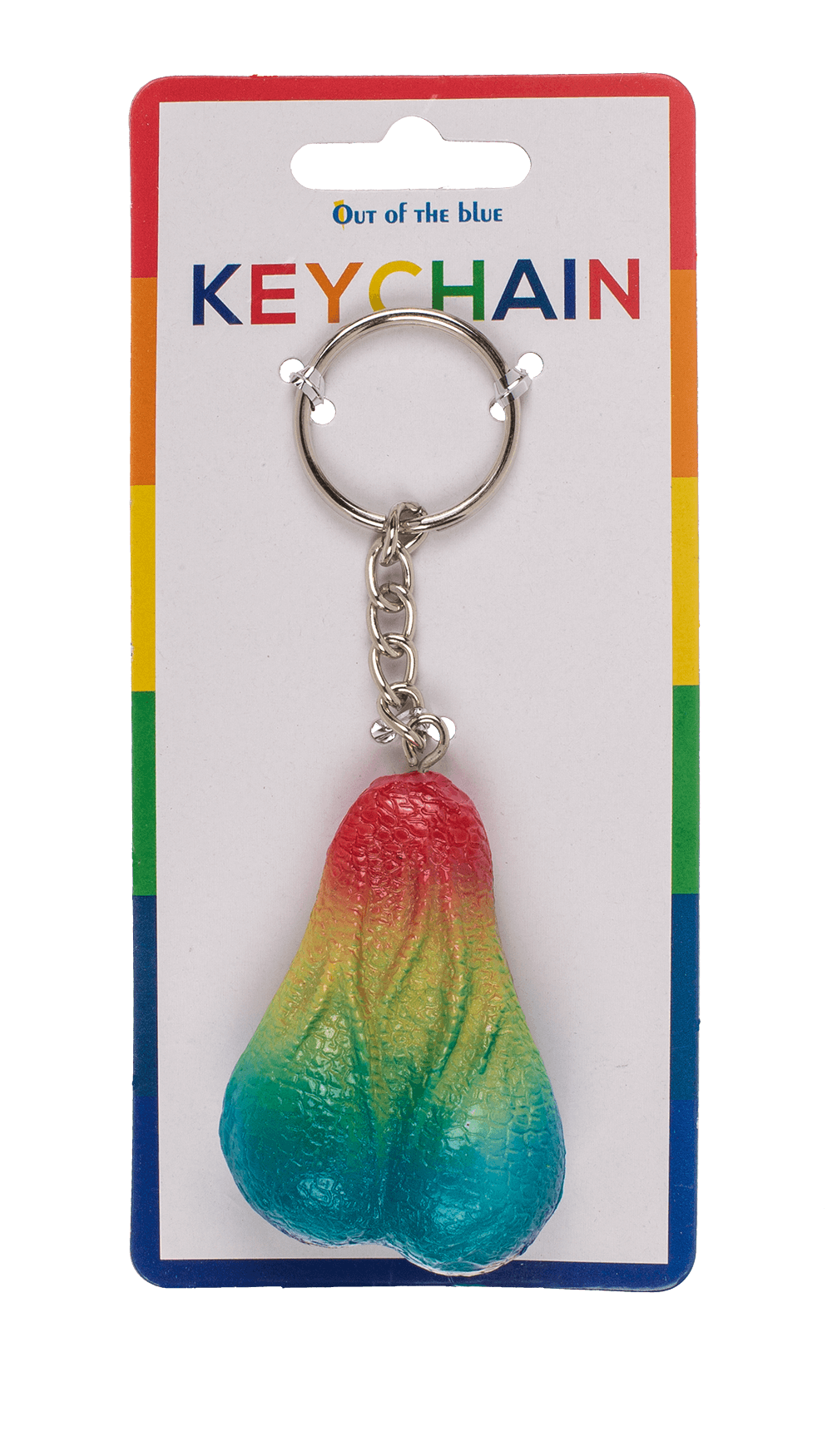 Metal key chain, Rainbow Testicle,
