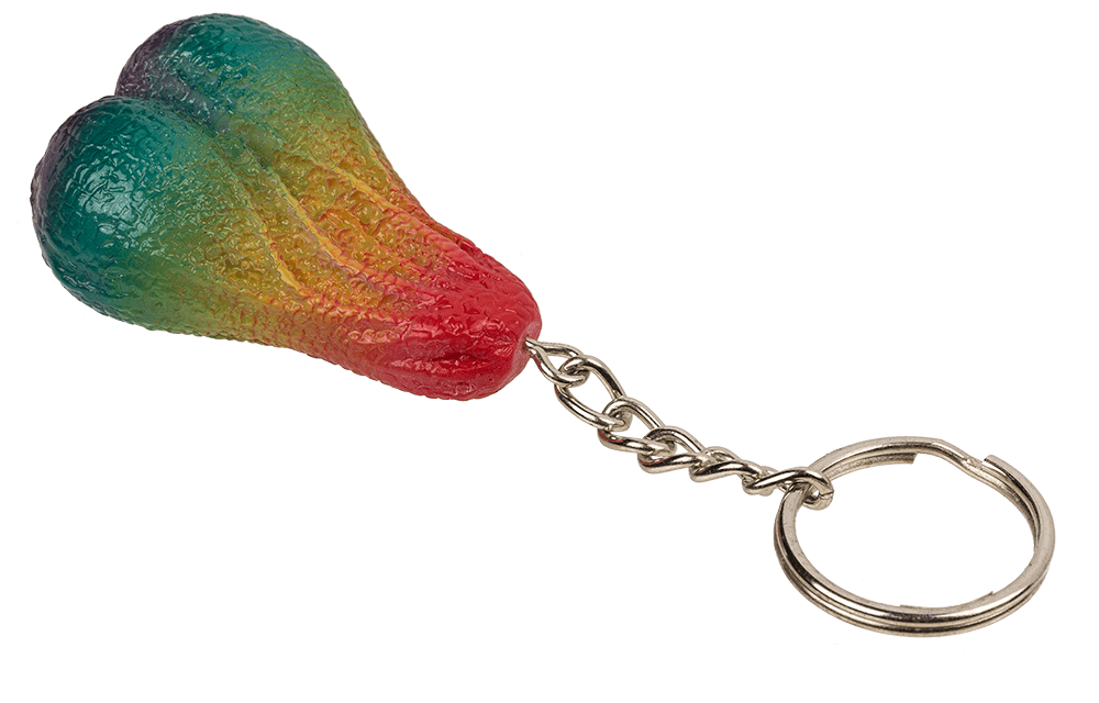 Metal key chain, Rainbow Testicle,
