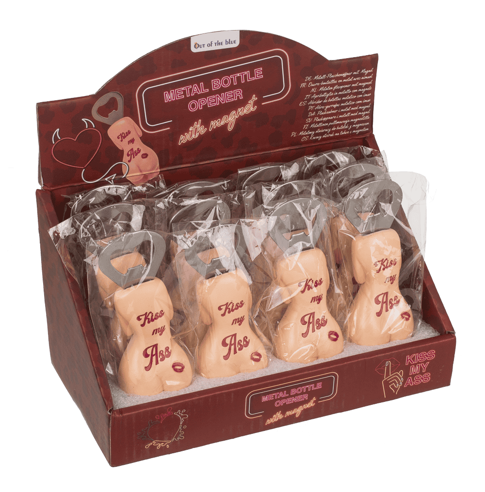 Metal bottle opener with magnet, Kiss my Ass,