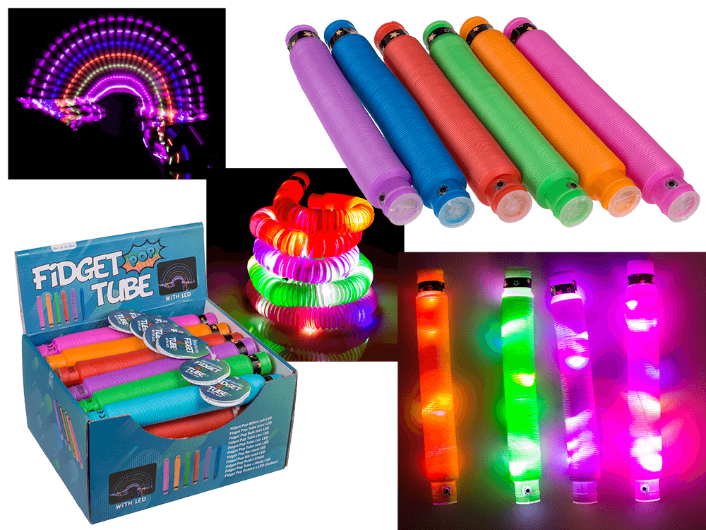 Fidget Pop Tube with LED, approx. 20 cm,