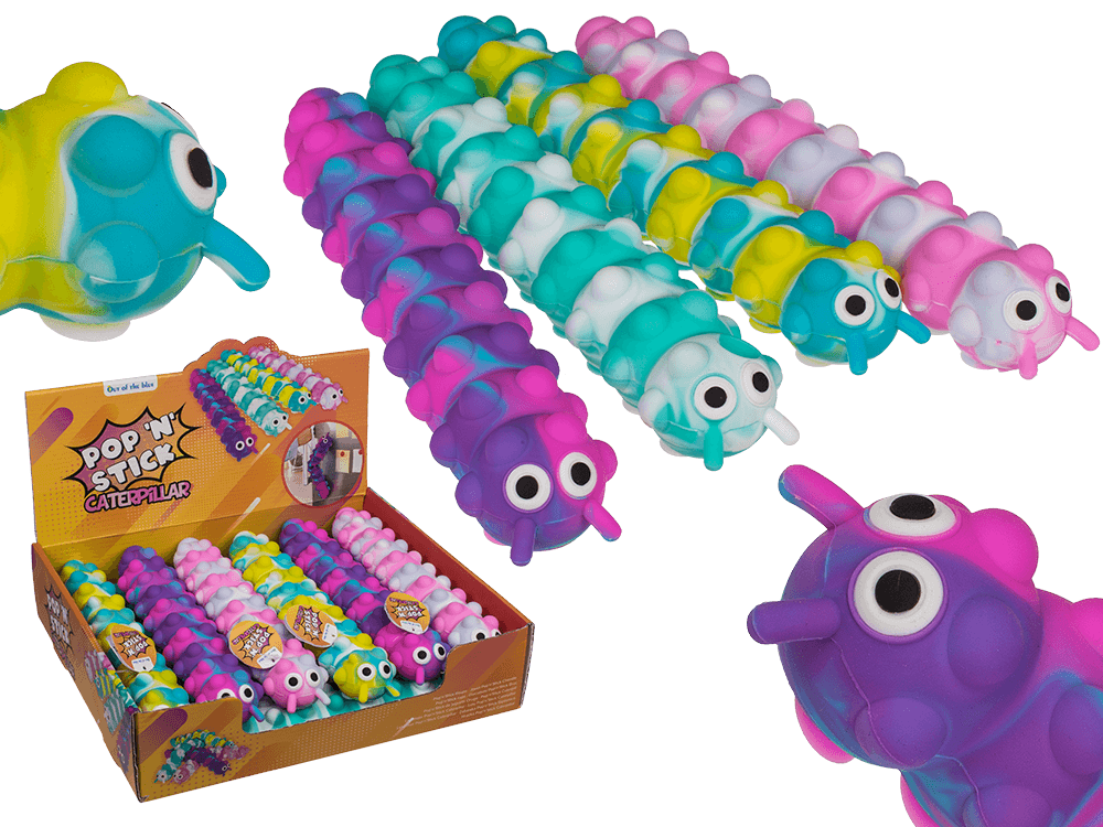 Fidget Pop N' Stick Toy, Caterpillar,