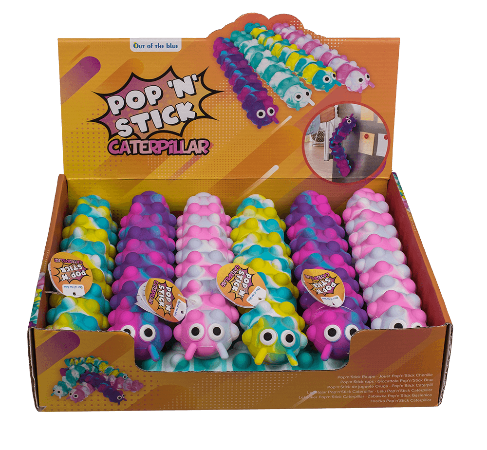 Fidget Pop N' Stick Toy, Caterpillar,