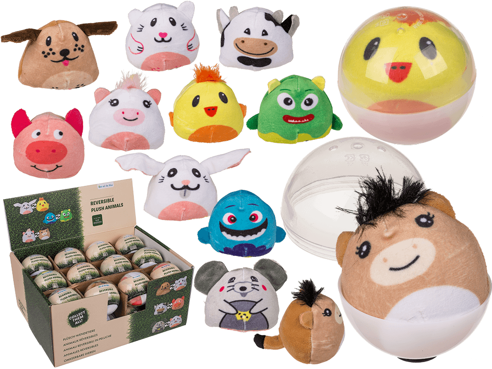 Reversible Plush Animals in Capsule,