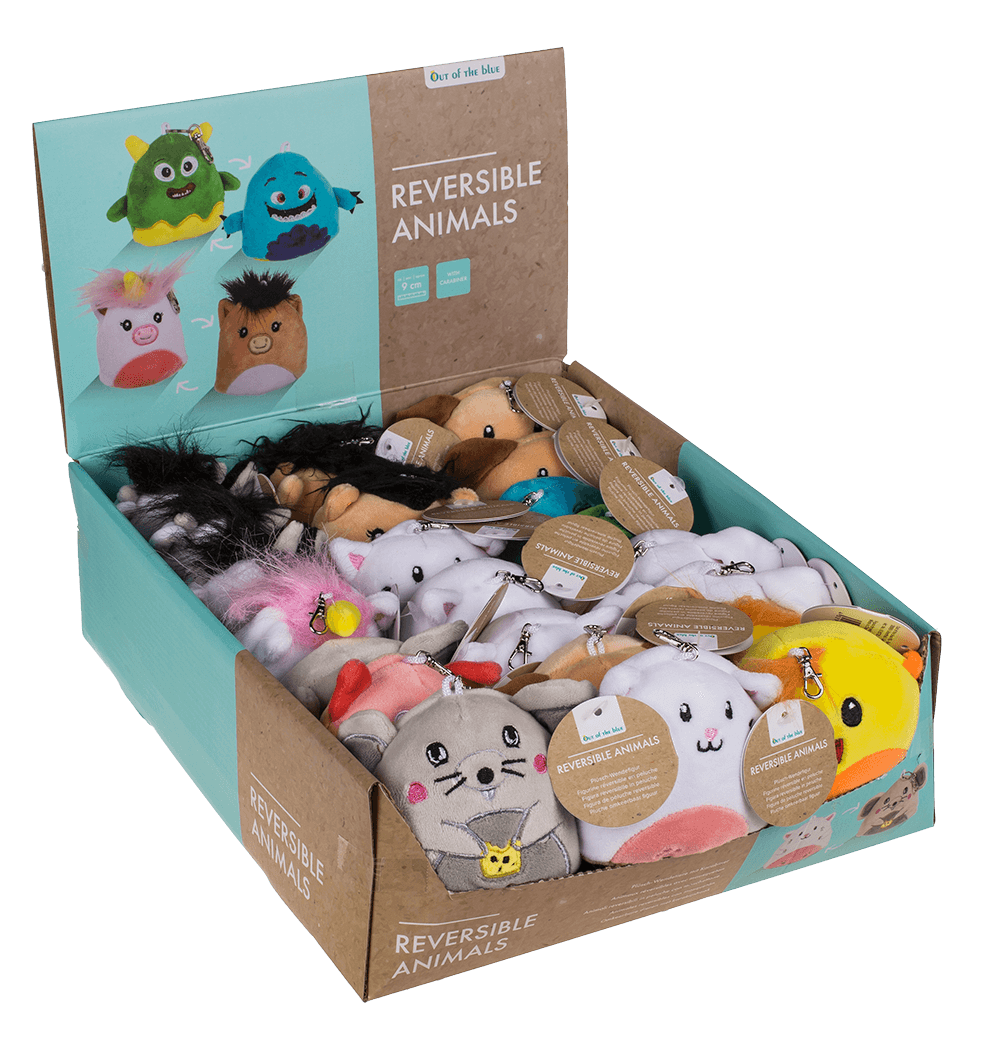 Reversible Animals with carabiner, ca. 9 cm,