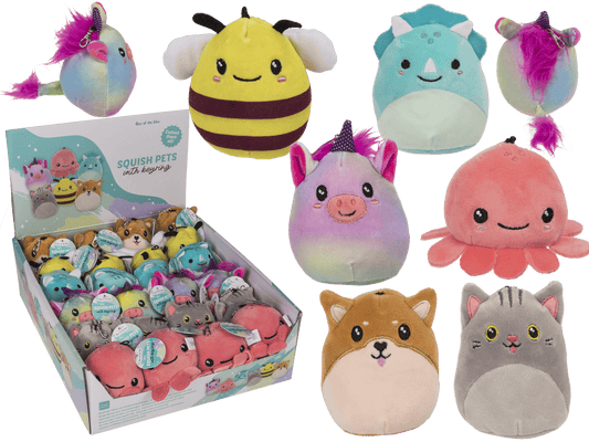 Squish Pets with keyring, approx. 9 cm,