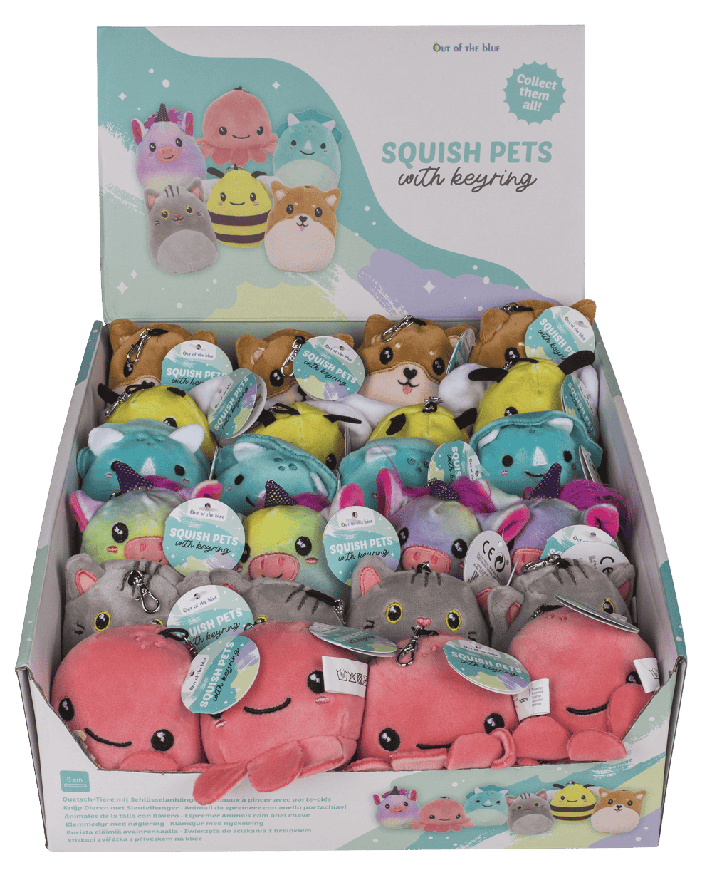 Squish Pets with keyring, approx. 9 cm,