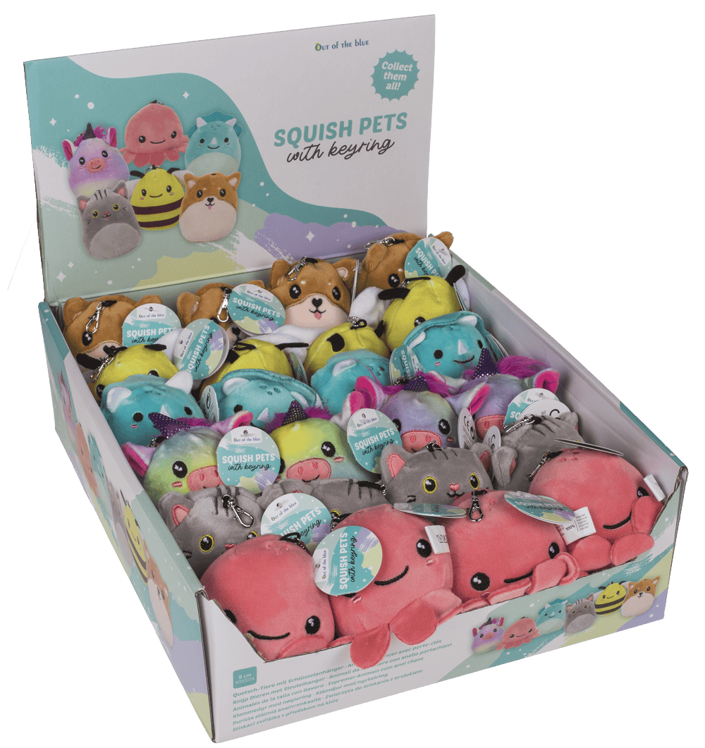 Squish Pets with keyring, approx. 9 cm,