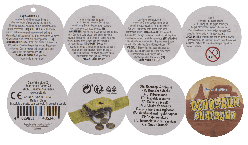 Snapband with plush zipper push,