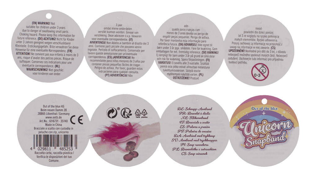 Snapband with plush zipper push,