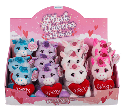 Plush Unicorn with Loveheart, 16 x 11 cm,