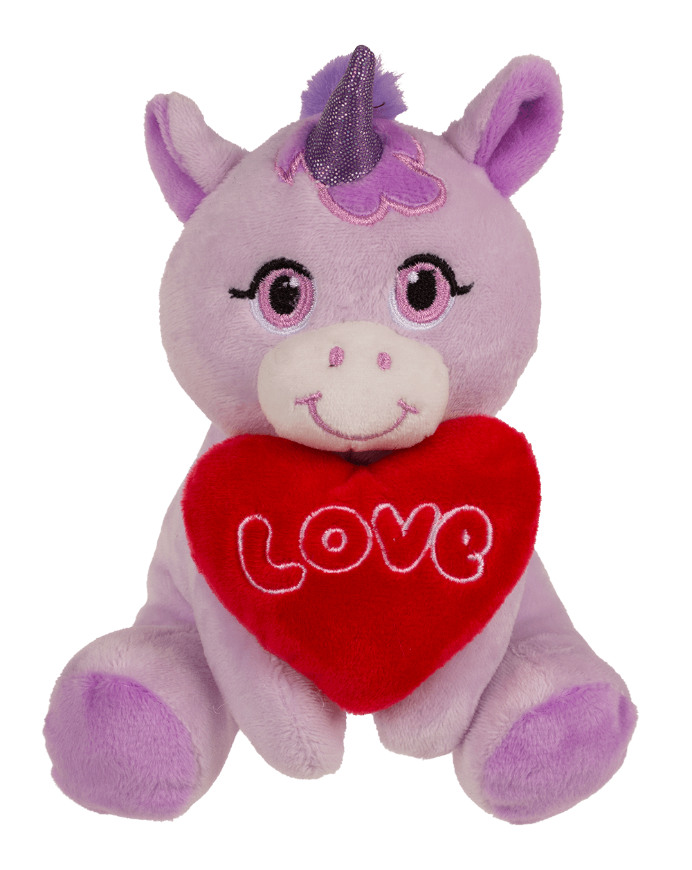 Plush Unicorn with Loveheart, 16 x 11 cm,
