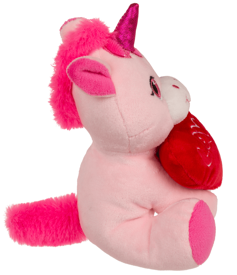 Plush Unicorn with Loveheart, 16 x 11 cm,