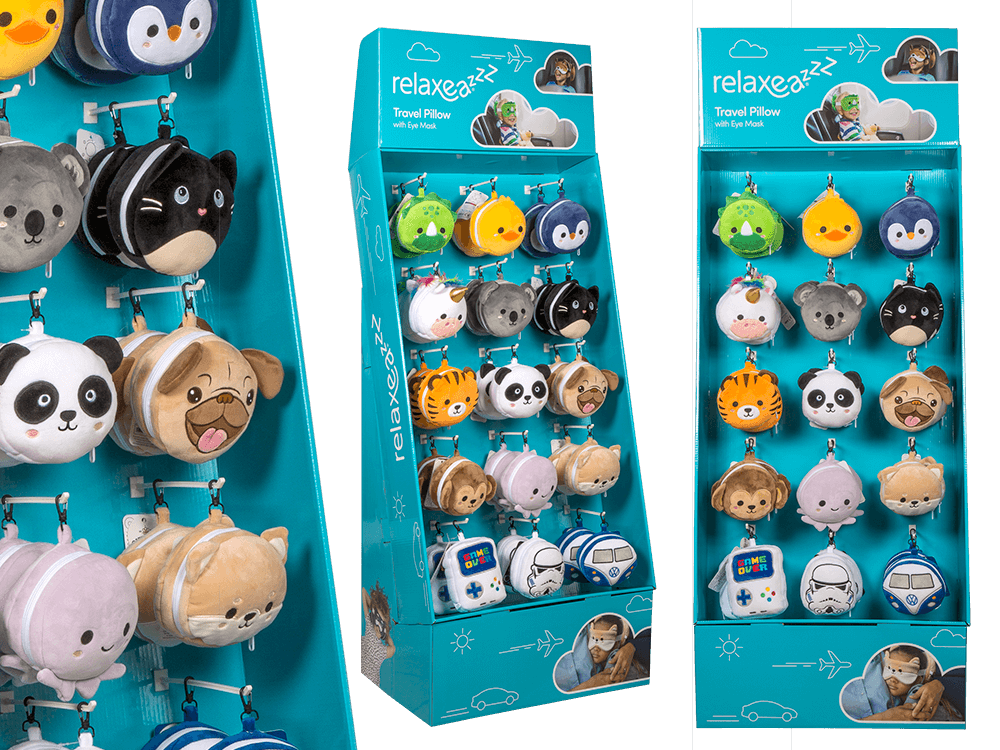 Display stand for plush travel pillows