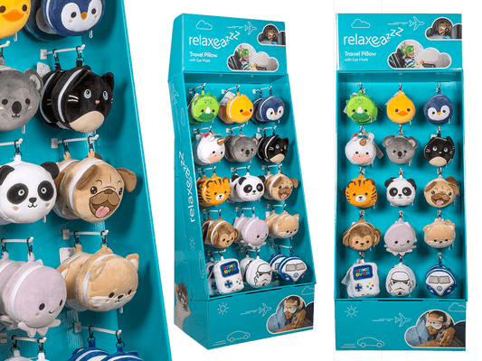 Display stand for plush travel pillows