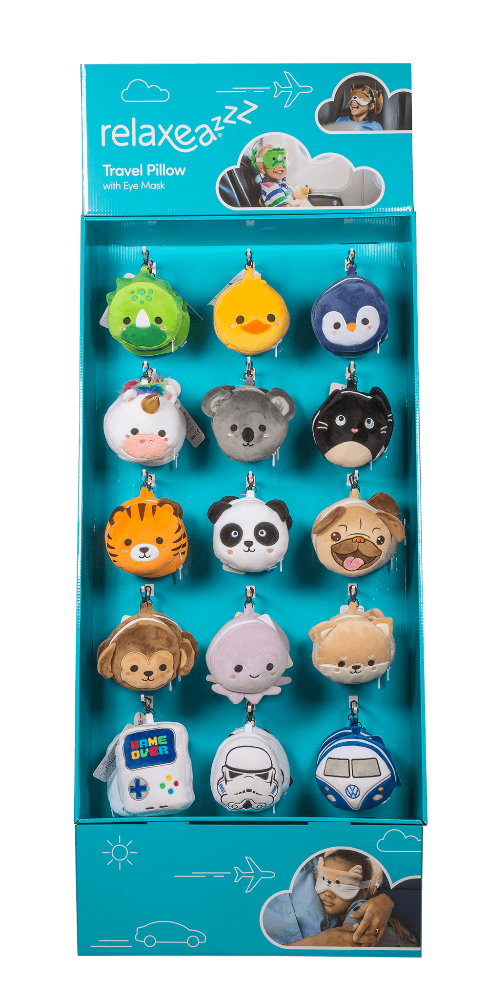 Display stand for plush travel pillows