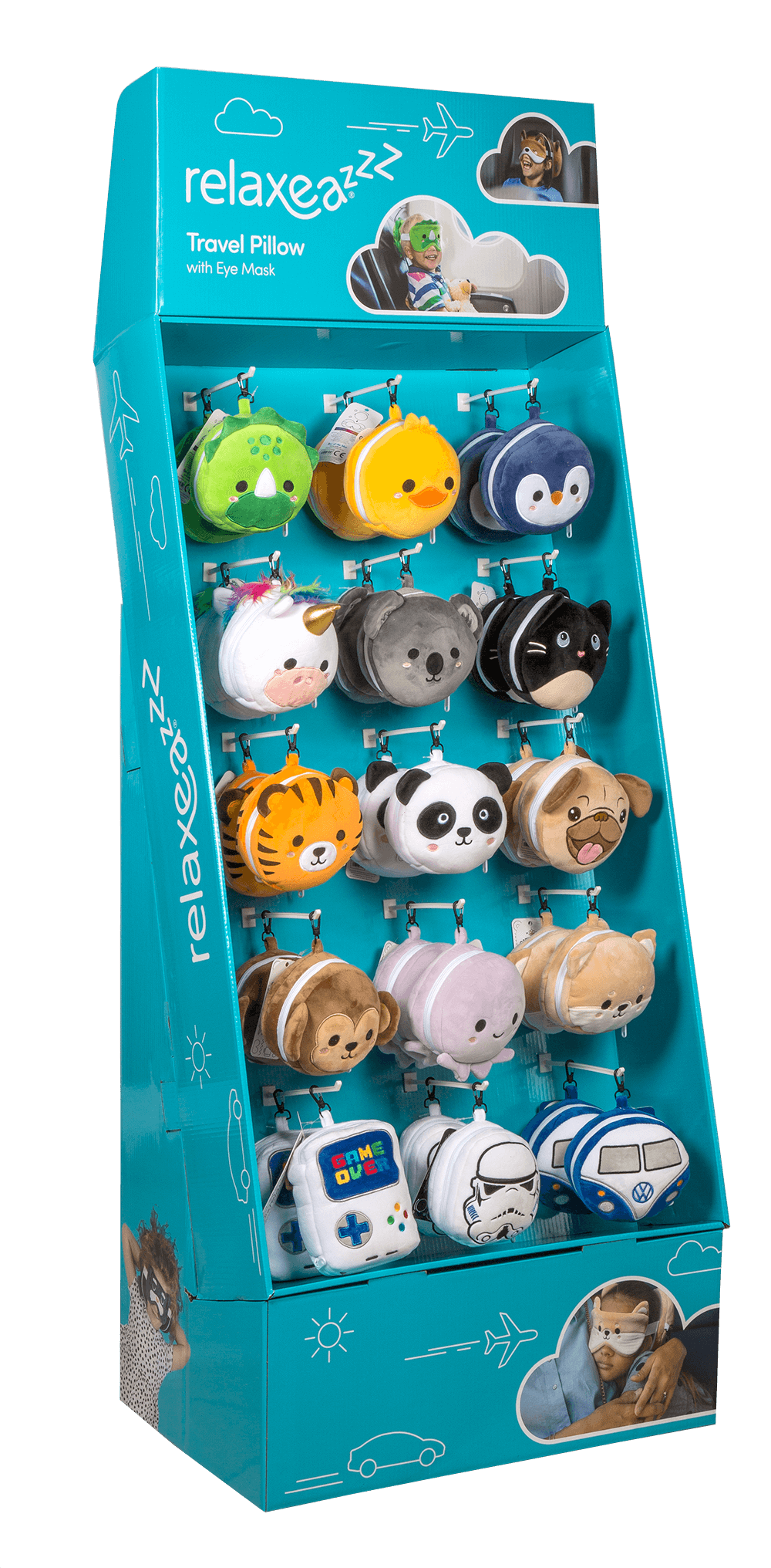 Display stand for plush travel pillows