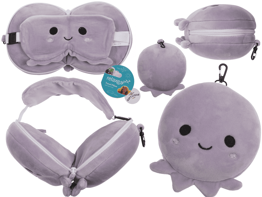 Kids Plush travel pillow with eye mask,