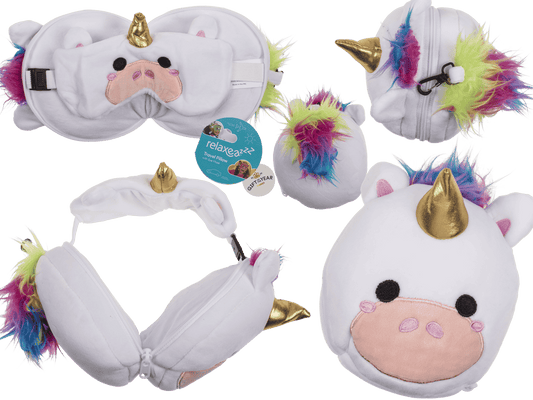 Kids Plush travel pillow with eye mask,