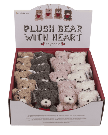 Metal keychain, Plush Bear with Heart,