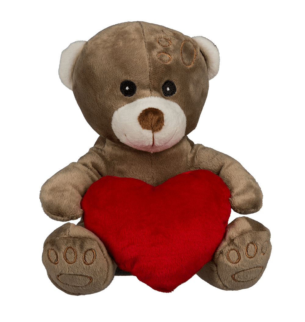Plush bear with red heart,
