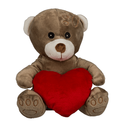 Plush bear with red heart,