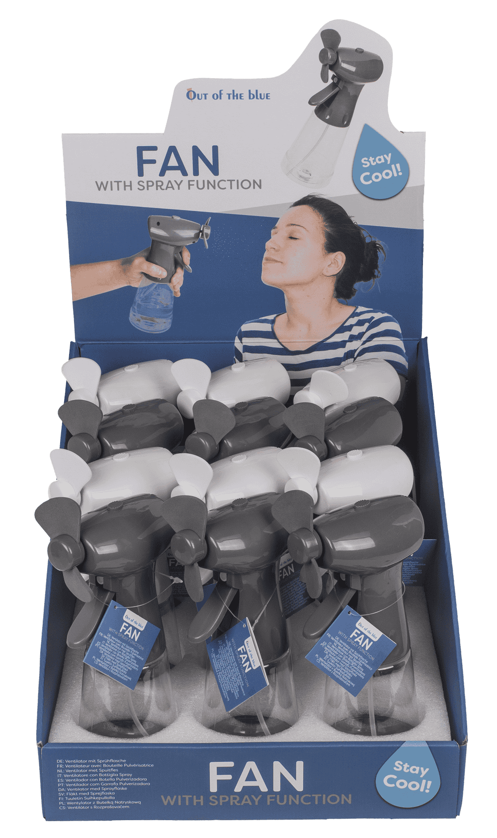 Fan with spraying bottle,