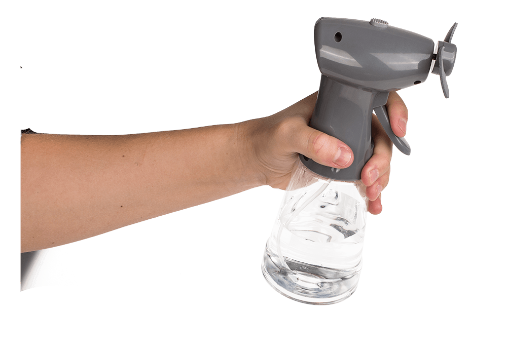 Fan with spraying bottle,