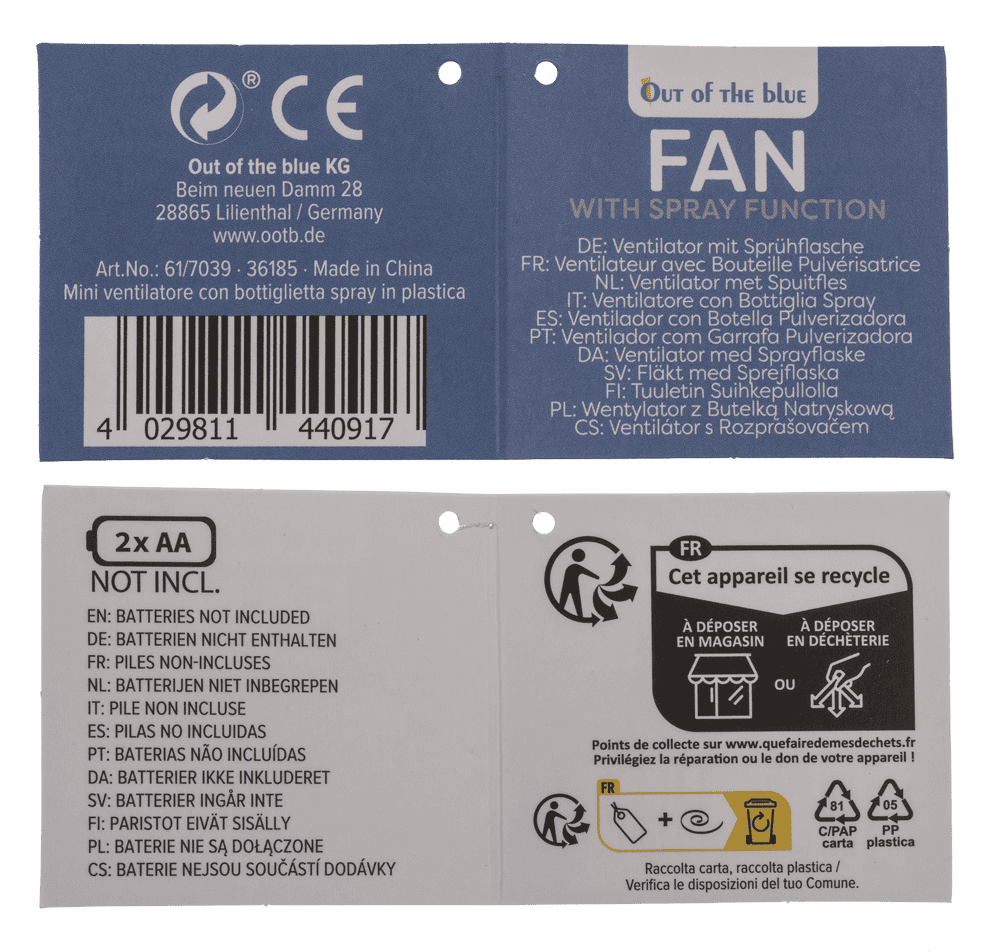 Fan with spraying bottle,