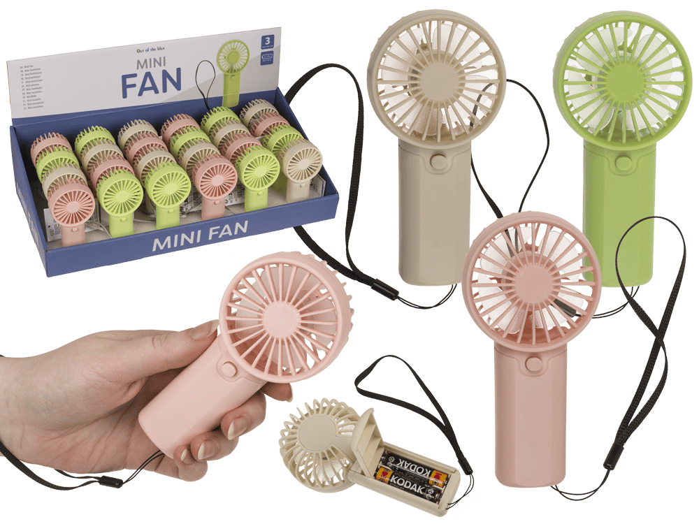 Fan with lanyard, 6 x 3.5 x 12.5 cm,