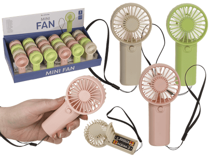 Fan with lanyard, 6 x 3.5 x 12.5 cm,