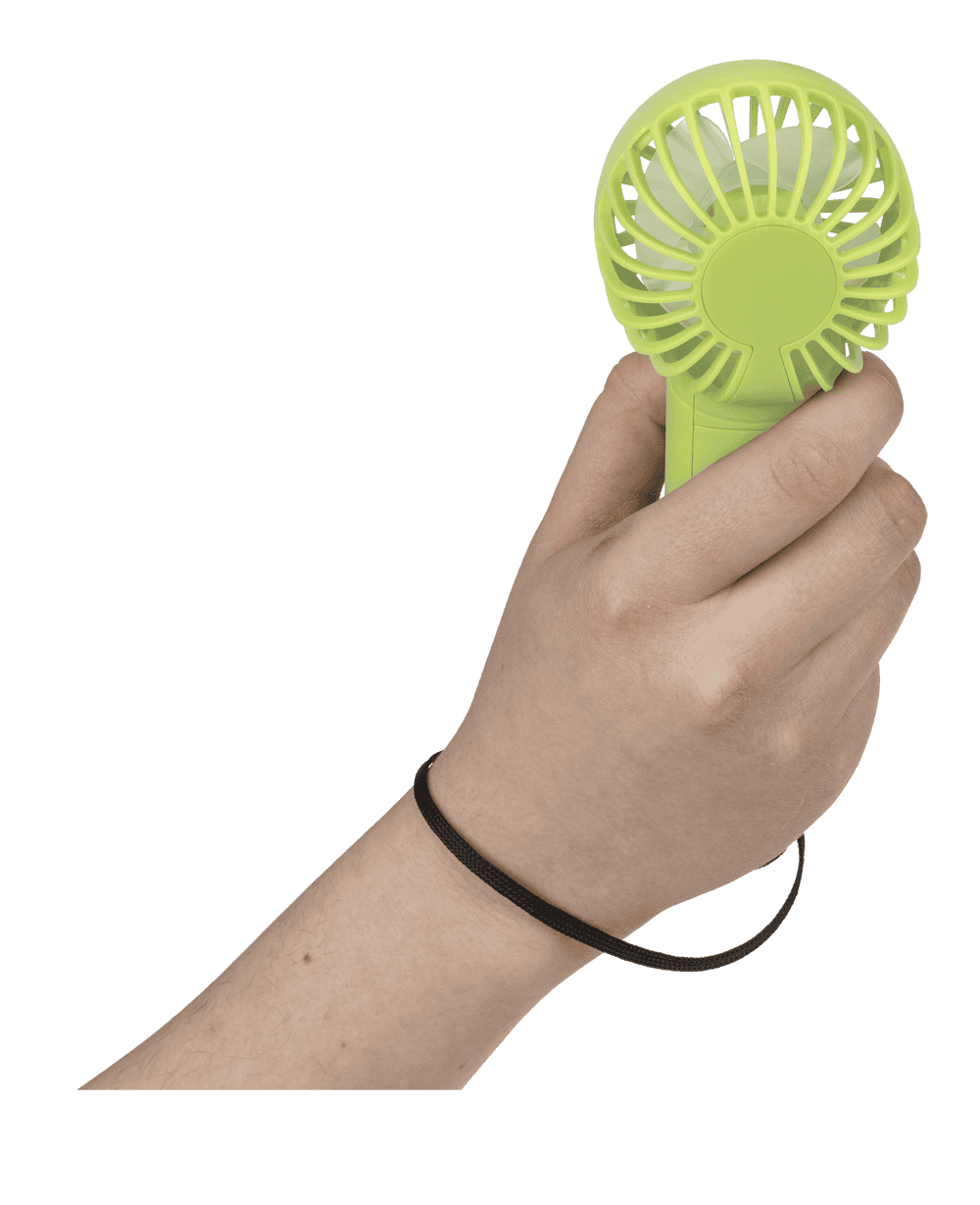 Fan with lanyard, 6 x 3.5 x 12.5 cm,