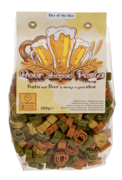 Three coloured durum wheat pasta, Beer shape,