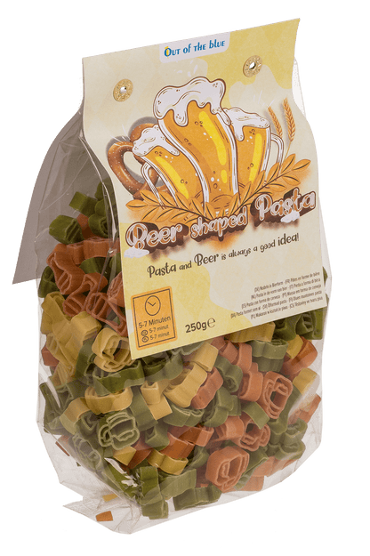 Three coloured durum wheat pasta, Beer shape,