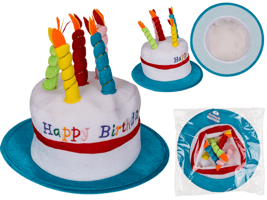 Plush Birthday Hat with 5 candles, Happy Birthday,
