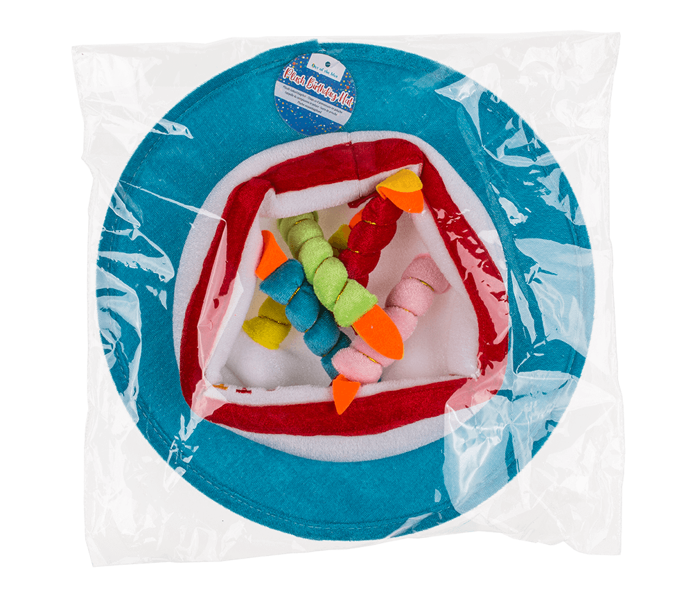 Plush Birthday Hat with 5 candles, Happy Birthday,