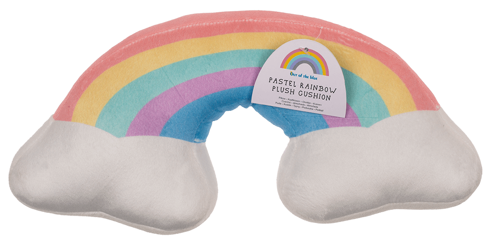 Plush rainbow cushion, Pastel,