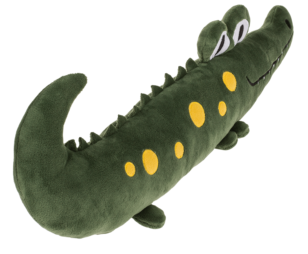 Plush cushion, crocodile,