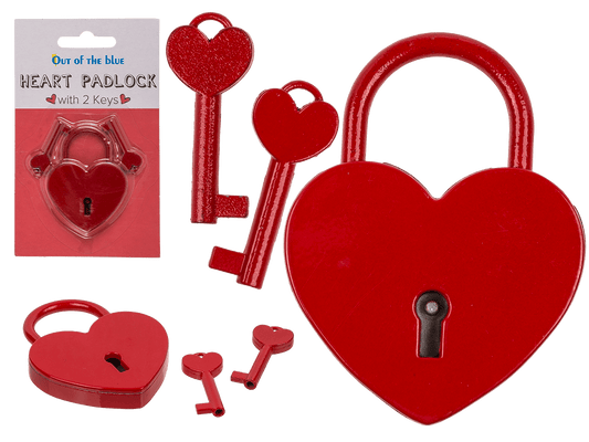 Metal padlock with 2 keys, Heart,